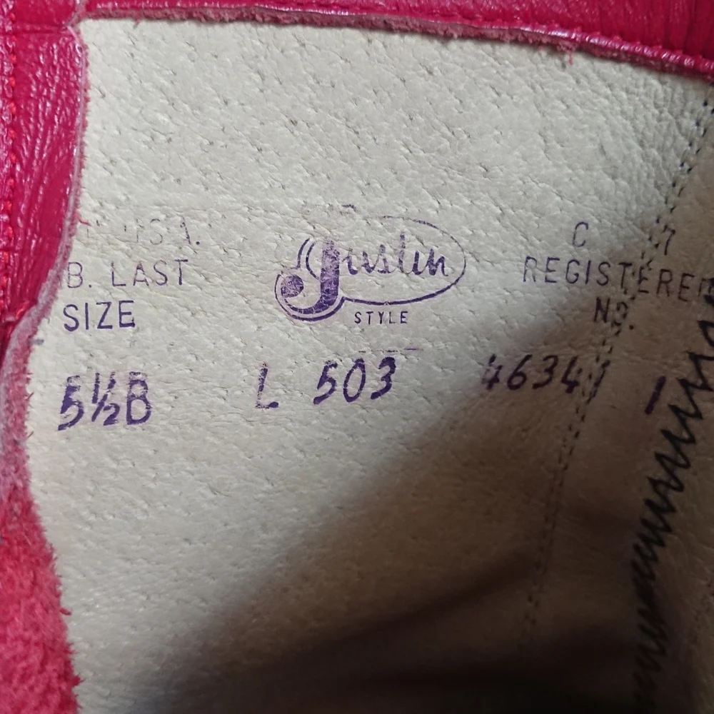 Justin red leather lace-up Packer boots SIZE 6